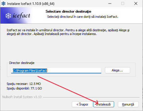 Destinație director și instalare
