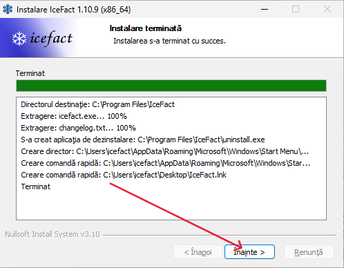 Instalare terminată