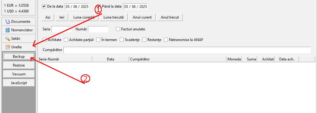 Backup in IceFact